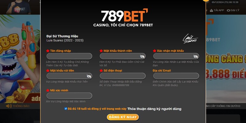 Mẫu đăng ký tài khoản tại 789bet theo quy định